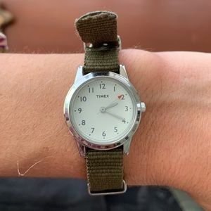Army green Timex watch from jcrew, new battery